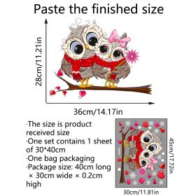 Cartoon Branch Owl Static Sticker Glass Window Home Decoration Wall Sticker