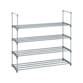 2 Set 4 Tiers Shoe Rack Shoe Tower Shelf Storage Organizer For Bedroom, Entryway, Hallway, and Closet Gray Color