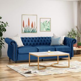 Classical 3-Seater Velvet Sofa in Navy Blue/Emerald, Timeless Elegance for Your Living Space, Luxurious Comfort with Plush Upholstery, Ideal for Relax