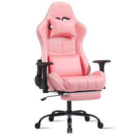 Ergonomic Gaming Chair with Footrest, Comfortable Computer Chair for Heavy People, Adjustable Height Office Desk Chair with Wheels