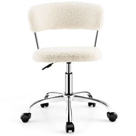 Computer Desk Chair Adjustable Sherpa Office Chair Swivel Vanity Chair