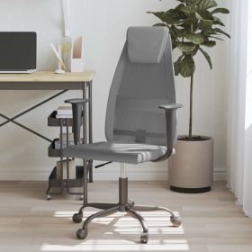 Office Chair Gray Mesh Fabric and Faux Leather