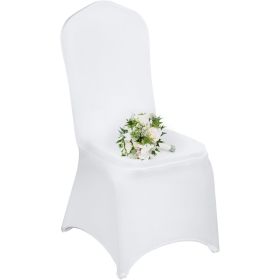 VEVOR 100 Pcs White Chair Covers Polyester Spandex Chair Cover Stretch Slipcovers for Wedding Party Dining Banquet Flat-Front Chair Covers