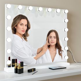 Vanity Mirror with Lights, Hollywood Lighted Makeup Mirror, Bedroom Vanity Mirror with17pcs Light Smart Touch Control 3Colors Dimmable Light