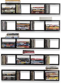 Black Floating Shelves for Wall,Shelf Set of 5, 34 Inch Video Games CD DVD Storage Shelves