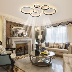 39Inches Black Ceiling Fan with Lights, Remote Control and APP Control, Dimmable with Remote, 7 Blades, 6 Speeds of Wind