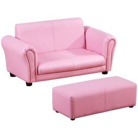 Kids Sofa Set with Footstool-Pink