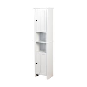 Bathroom Floor Storage Cabinet with 2 Doors Living Room Wooden Cabinet with 6 Shelves 15.75 x 11.81 x 66.93 inch