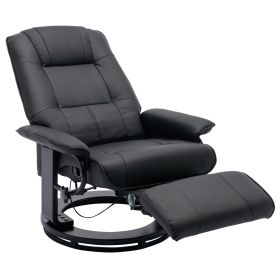 Faux Leather Manual Recliner,Adjustable Swivel Lounge Chair with Footrest,Can Rotate 360 Degrees,L-right Angle Curved Wooden Frame