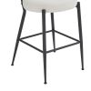 Set of 2 modern teddy fabric upholstered bar stools - Metal base high stool - Suitable for kitchen, dining and living room - Beige - Stylish and comfo