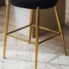 Set of 2 modern teddy fabric upholstered bar stools - Metal base high stool - Suitable for kitchen, dining and living room - Black - Stylish and comfo