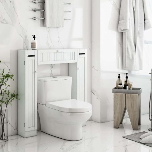 Over-The-Toilet Storage Cabinet with 2 Side Doors; Freestanding Toilet Cabinet Organizer with Adjustable Shelves & Paper Holder; Bathroom Space Saver Over-The-Toilet Storage Cabinet with 2 Side Doors; Freestanding Toilet Cabinet Organizer with Adjustable Shelves & Paper Holder; Bathroom Space Saver