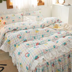 Small Floral Korean Version Bed Skirt Set Of Four Pieces (Option: Strawberry-1.8m bed sheet style)