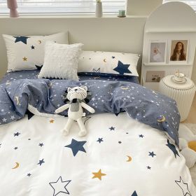 Four Piece Set Of Pure Cotton Bedding (Option: Starry Night-1.2m bed sheet style)