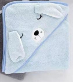 Coral Fleece Three-dimensional Cartoon Bath Towel Children Hoodie Cloak (Option: Long Ears Dog-80x80cm)