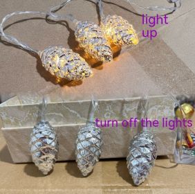 Christmas Holiday Decoration Pine Cone Light String Scene Layout Pendant (Option: Silver Warm White Light-6 M 40 Lamp Battery Box)