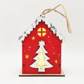 Christmas Crafts Wooden Luminous Small House Pendant (Option: Red Christmas Tree)