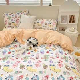 Four Piece Set Of Pure Cotton Bedding (Option: Kawaii-1.5m bed sheet style)