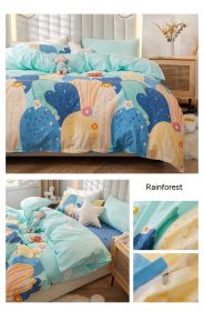 Korean Style Pure Cotton Bedding Set Of Four Pieces (Option: Tropical rainforest-2.0m bed sheet style)