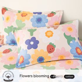 A Pair Of Cotton Pillowcases For Household Use (Option: Blossoming flowers-48cmX74cm)