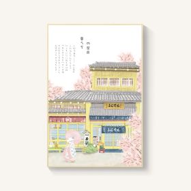 Japanese-style Room Decoration Cherry Blossom Landscape Painting Restaurant Bedroom Sushi Restaurant Mural (Option: Store-30x40cm-Wood color)