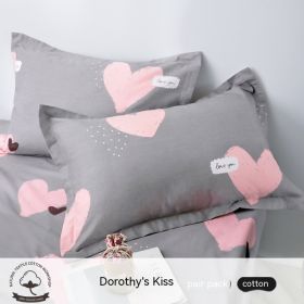 A Pair Of Cotton Pillowcases For Household Use (Option: Peach Joy Kiss-48cmX74cm)