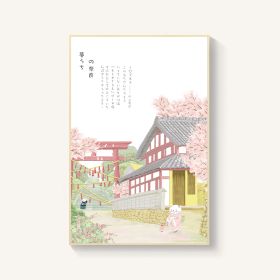 Japanese-style Room Decoration Cherry Blossom Landscape Painting Restaurant Bedroom Sushi Restaurant Mural (Option: Walk-30x40cm-Wood color)