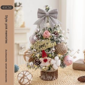 Decoration Christmas Tree Household Desk Ornaments (Option: Pink Memories 45cm With Lights)