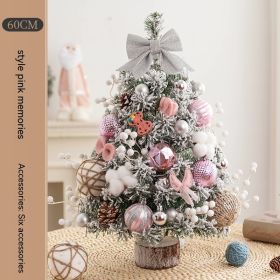 Decoration Christmas Tree Household Desk Ornaments (Option: Pink Memories 60cm With Lights)