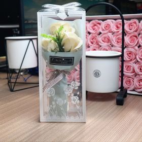 Valentine's Day Soap Rose Bouquet Gift Box (Option: Champagne Ribbon Boxed)