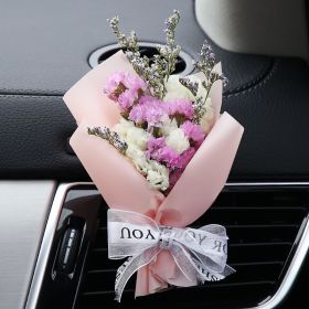 Fashion Creative Dried Flowers Decorative Car Female Motor Air Outlet Fragran (Option: Pink Romance)