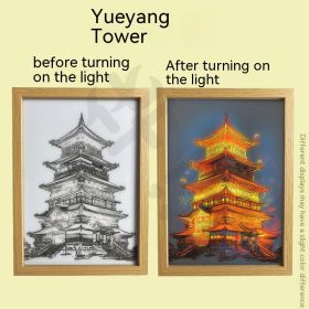 Ins Lighting Small Night Lamp Luminous Decorative Painting Bedroom Living Room Decoration (Option: Yueyang Tower-Large size)