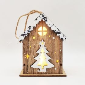 Christmas Crafts Wooden Luminous Small House Pendant (Option: Hua Tong Christmas Tree)