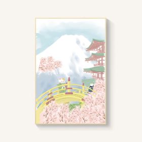 Japanese-style Room Decoration Cherry Blossom Landscape Painting Restaurant Bedroom Sushi Restaurant Mural (Option: Mount Fuji-30x40cm-Wood color)