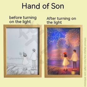 Ins Lighting Small Night Lamp Luminous Decorative Painting Bedroom Living Room Decoration (Option: Holding the Hand of a Son-Medium size)