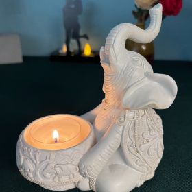 Animal Elephant Resin Candlestick Dining Table Study Decorations Decoration Wax (Option: Type A)