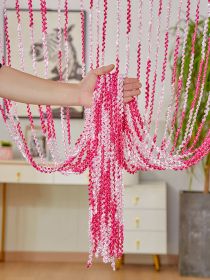 For Living Room Partition Curtain Line Pearl Door Curtain Punch-free Wedding Silver Silk Tassel Curtain (Option: Rose Red Pink-1mx2m)