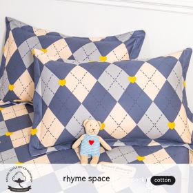 A Pair Of Cotton Pillowcases For Household Use (Option: Grid rhyme space-48cmX74cm)