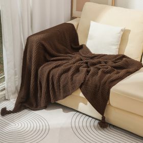 Sofa Knitted Office Air Conditioning Lunch Break Small Blanket (Option: Brown G-130X170cm)