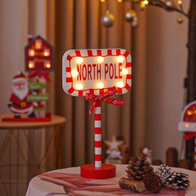 Christmas Road STOP Decorative Light Wooden (Option: Rectangle NORTHPOLE Sign-Warm Light)