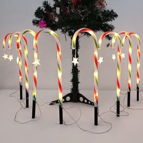 Solar Christmas Crutches Ground Plug Light Decoration Landscape Lamp (Option: Candy Color Star Style-One Drag Eight)