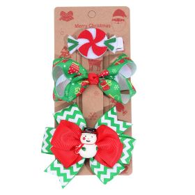 Christmas Children's Bow Barrettes Three Sets (Option: 3Color)