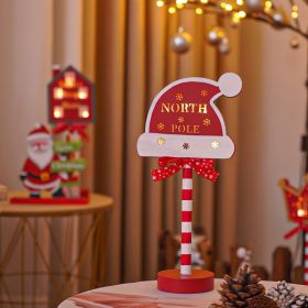 Christmas Road STOP Decorative Light Wooden (Option: Christmas Hat NORTHPOLE-Warm Light)