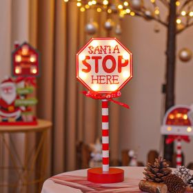 Christmas Road STOP Decorative Light Wooden (Option: Octagonal STOP Sign-Warm Light)