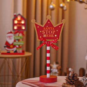 Christmas Road STOP Decorative Light Wooden (Option: Crown STOP-Warm Light)