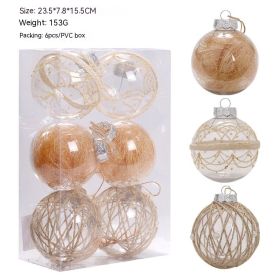 Christmas Ball Decorations Colorful Solid Color Sequined Tree Pendant (Option: Hemp Rope A Style 6cm6)