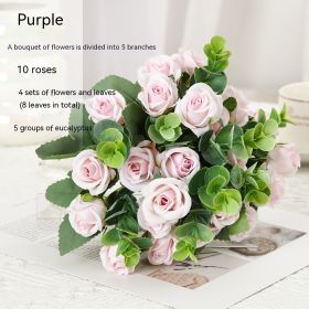 Living Room Decoration Flowers Wedding Ceremony Artificial Flower Arrangement (Color: Purple)