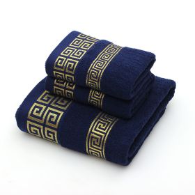 Towels Gift Box Three-piece Set (Option: Dark Blue-Suit)