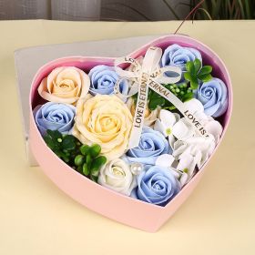 Creative New Soap Flower Heart-shaped Gift Box Valentine's Day Christmas Creative Birthday Gift (Option: Sky Blue-210mmx180mmx85mm)