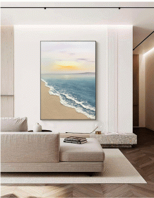 Hand painted oil painting sunrise seascape sailboat home decoration wall art canvas hanging painting (size: 90x120cm)